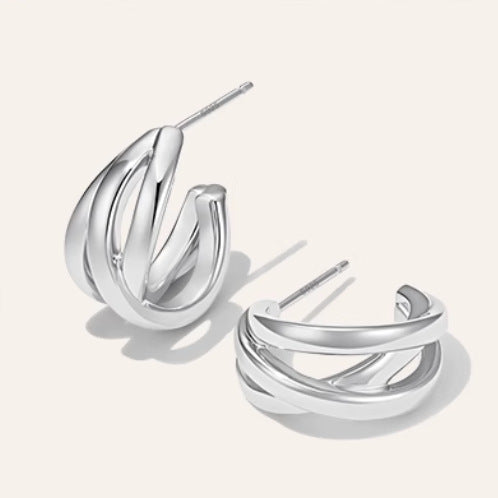 Wholesale Earrings wrapped with wavy lines and earrings, niche design, high-end feel, light luxury