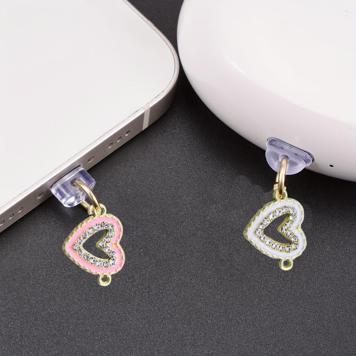 Wholesale Diamond-encrusted heart pendant dust plug portable charm