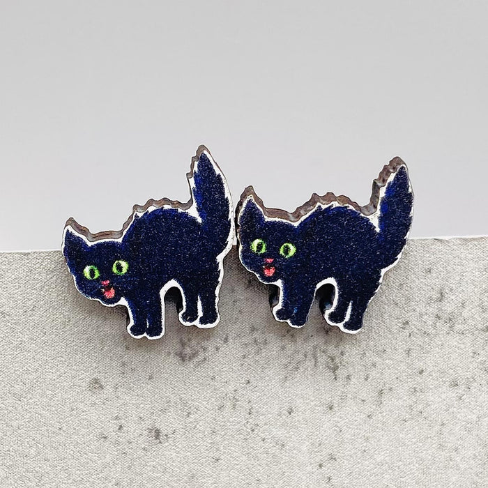 Wholesale  Earrings Horror Pumpkin Ghost Bat Wooden Earrings  Night Jewelry