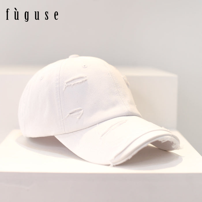 Wholesale Retro style, personalized, vintage, perforated baseball cap, versatile, soft top, curved brim, sun shading duckbill cap for women