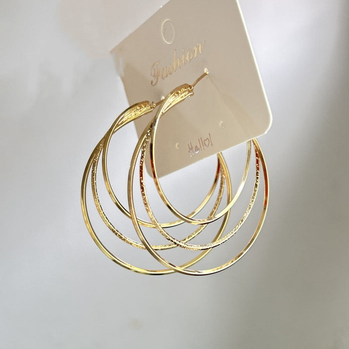 Wholesale Geometric Round Gold Hoop Earrings Trendy Jewelry Accessory MOQ≥3