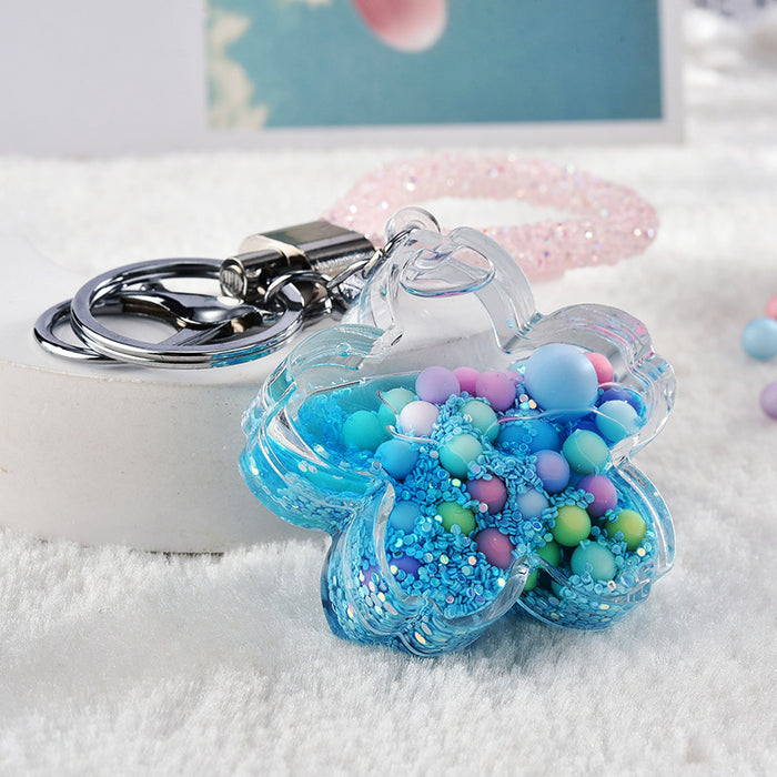 Wholesale Quicksand-Filled Oil Bottle Acrylic Keychain Accessory