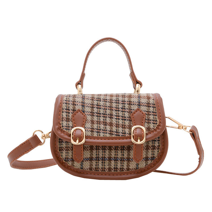 Wholesale Pu Contrast Color Versatile Casual Plaid Handbag Coin Shoulder Small Satchel JDC-SD-YuanDuo064