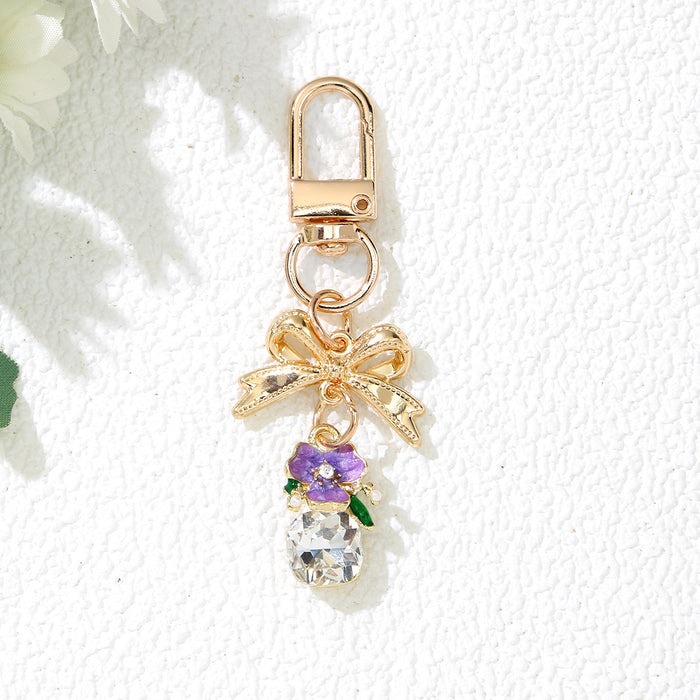 Wholesale Alloy Pearl Flower Keychain Bag Charm - Korean Style Jewelry Accessory for Women