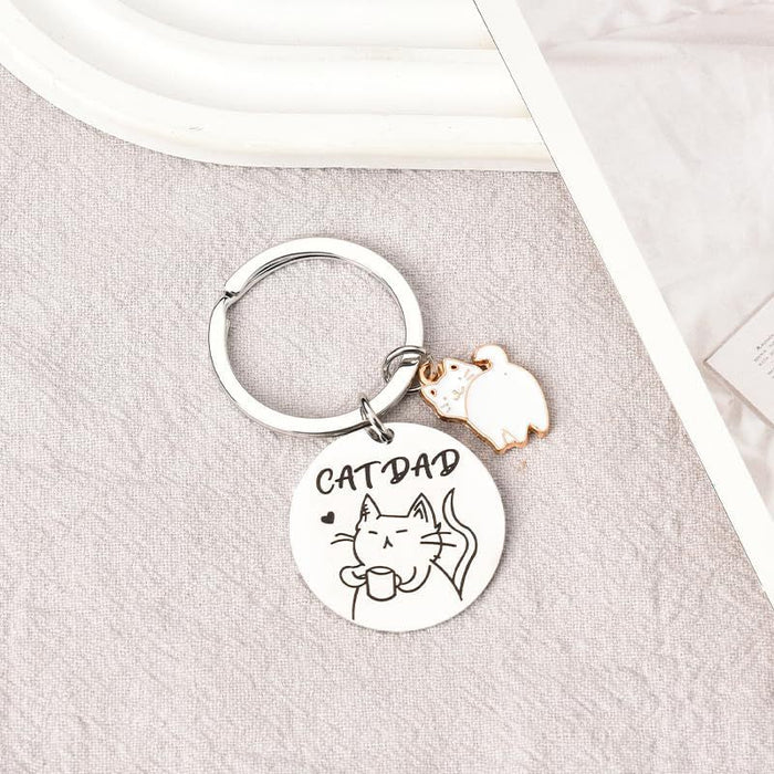 Wholesale Cute Cat Stainless Steel Keychain JDC-KC-JinZ001