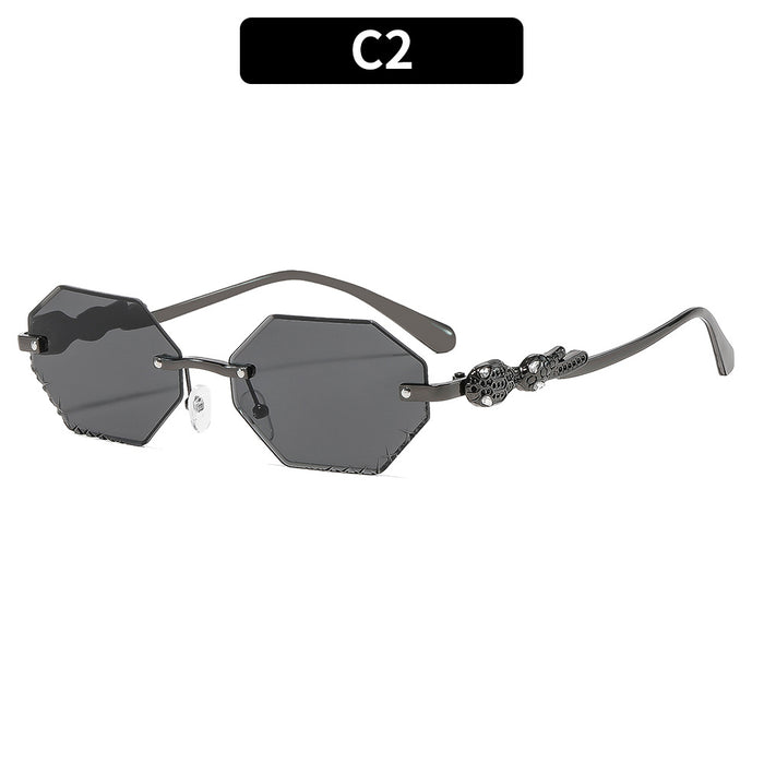 Wholesale Gold Rimless Octagonal Women' s Sunglasses - Fashion Accessory for Sun Protection and Daily Wear