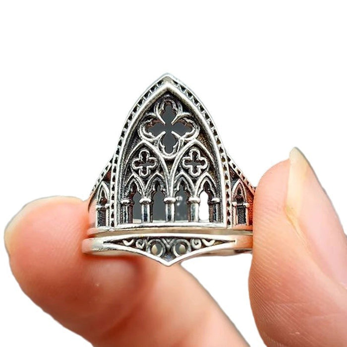 Wholesale Vintage castle style cross cutout ring