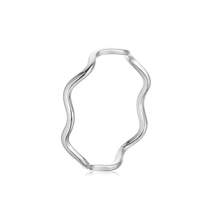 Wholesale 5pcs Minimalist Style Curved Wave Titanium Steel Ring 18K Gold Index Finger Ring for Women,  Unique Ins-Style Hand Jewelry