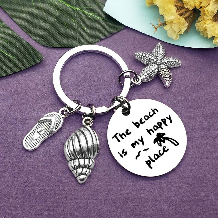 Wholesale Starfish Conch Stainless Steel Keychain JDC-KC-JinZ005