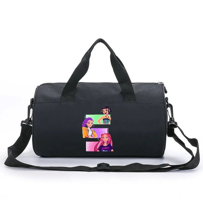 Wholesale KPOP Cartoon print cylindrical sports and fitness crossbody handbags