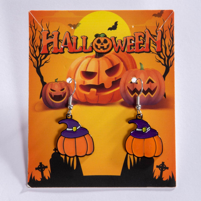Wholesale Halloween Alloy  Earrings Pumpkin Ghost Design Party Jewelry Accessory MOQ≥2