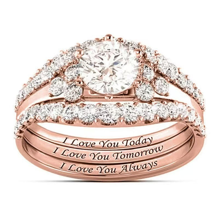 Wholesale Gold Plated Alloy Letter Three Piece Ring Set Fashion Jewelry Accessory For Women