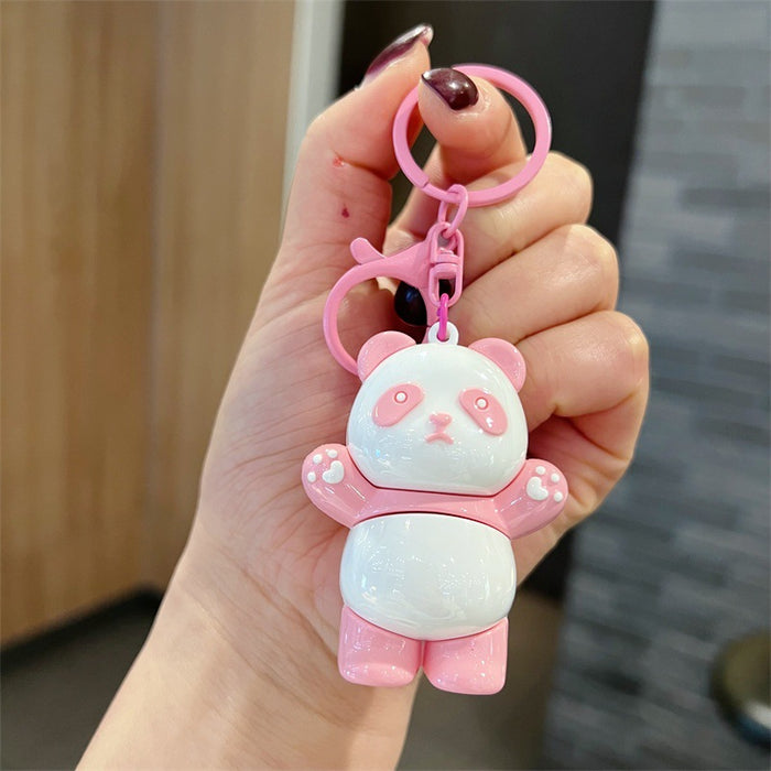 Wholesale Cute PVC Standing Panda Keychains with Glossy Electroplated Finish