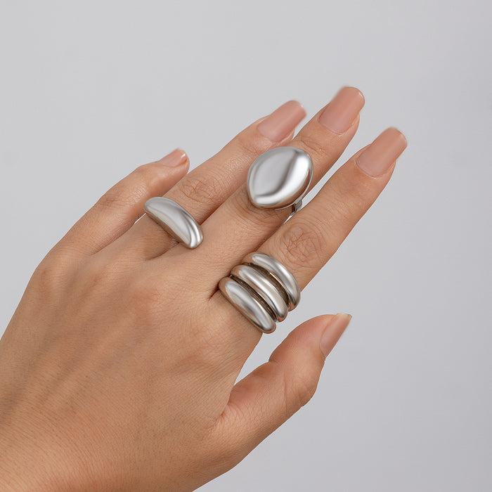 Wholesale Design Sense Geometry Ring Niche Open Ring Index Finger Ring Lava Metal Arc Ring