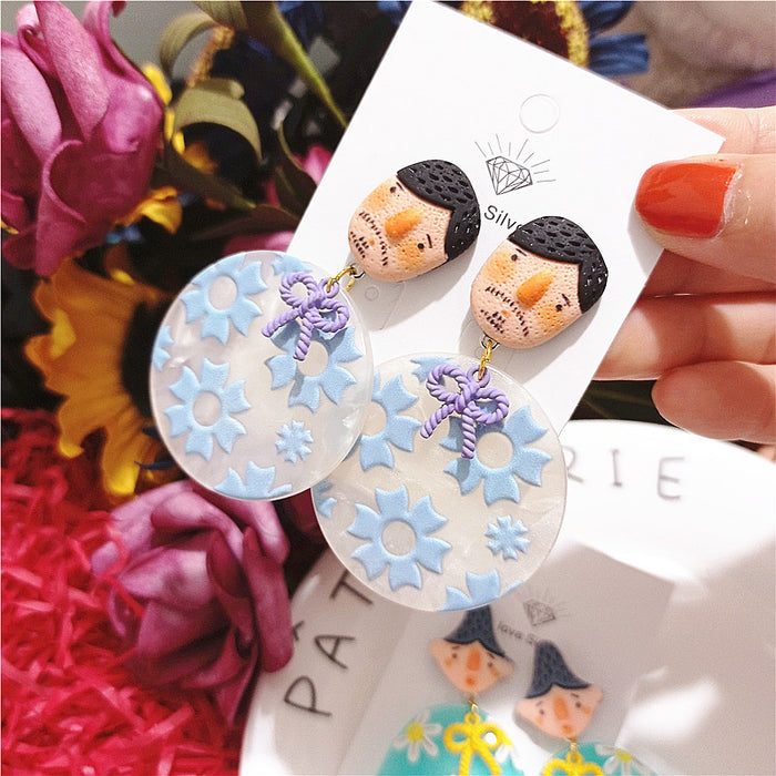 Wholesale Ethnic Style Colorful Doll Cartoon Alloy Earrings JDC-ES-Xingj028