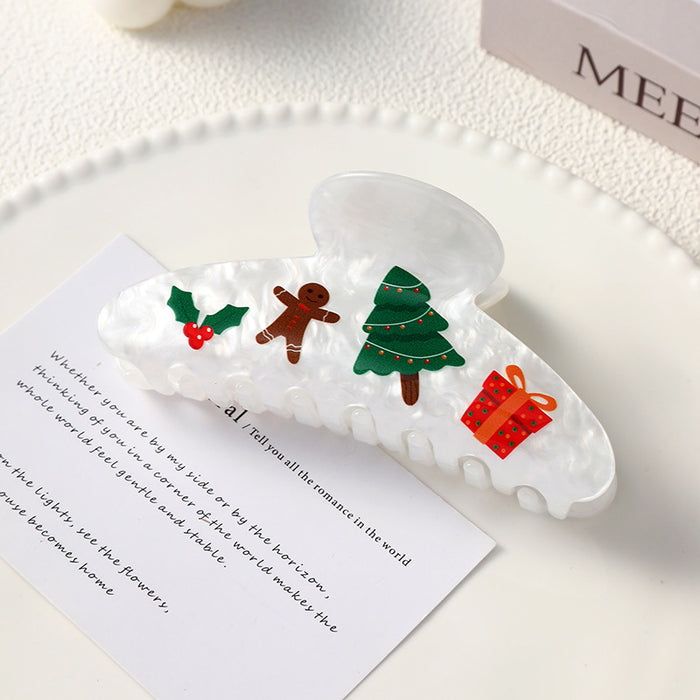 Wholesale Christmas Acrylic Hair Claw Clips Santa Reindeer Snowflake Design Party Fashion Accessory