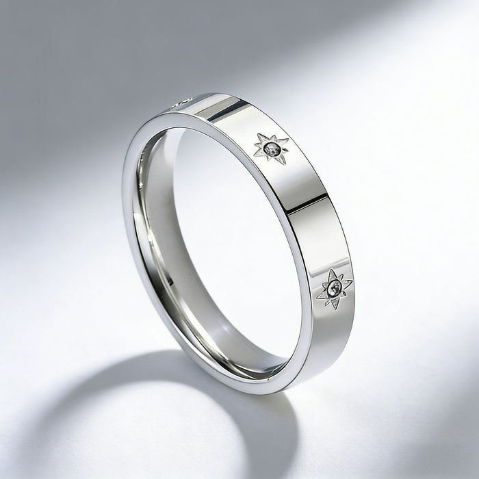 Wholesale Eight-pointed star diamond-encrusted titanium steel ring