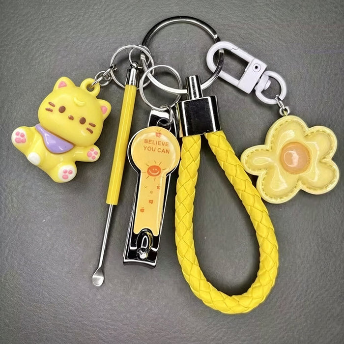 Wholesale Lucky Cat Nail Clipper Keychain Purple Cartoon Zinc Alloy Manicure Set Fashion Decorative Accessory For Bag Or Car Key Boutique Gift