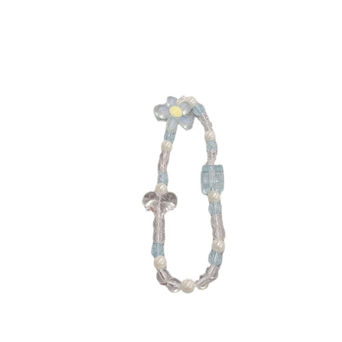 Wholesale Flower Square Love Acrylic Beaded Short Phone Lanyard Creative Decoration