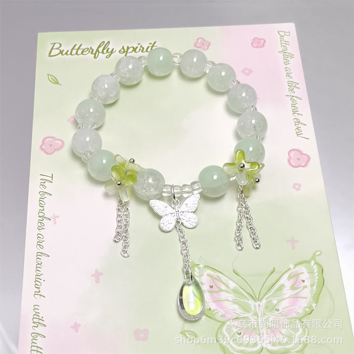 Wholesale Glass Crystal Butterfly Water Drop Bracelet Fashion Accessory
