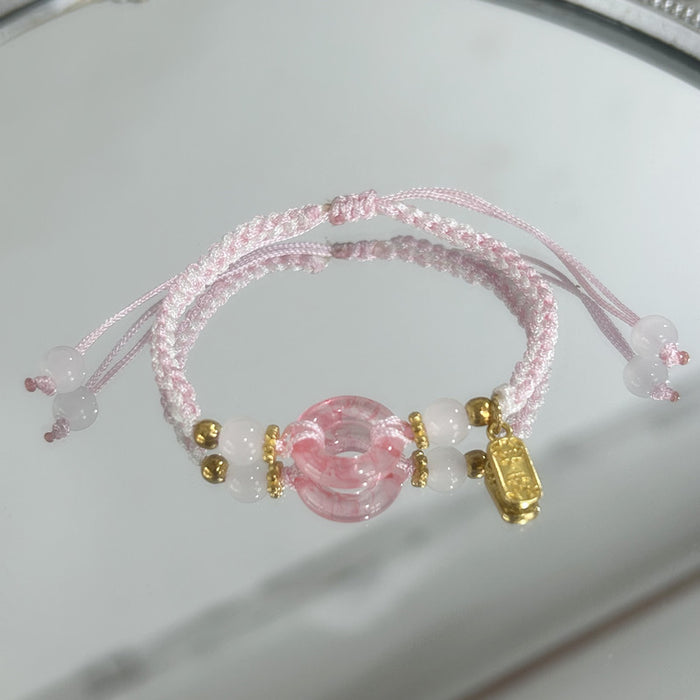 Wholesale Pink color bracelet, hand rope, hand woven rope jewelry