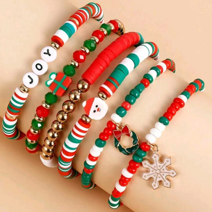 Wholesale Christmas Bracelet Christmas Alloy Beaded Bracelet Combination Set