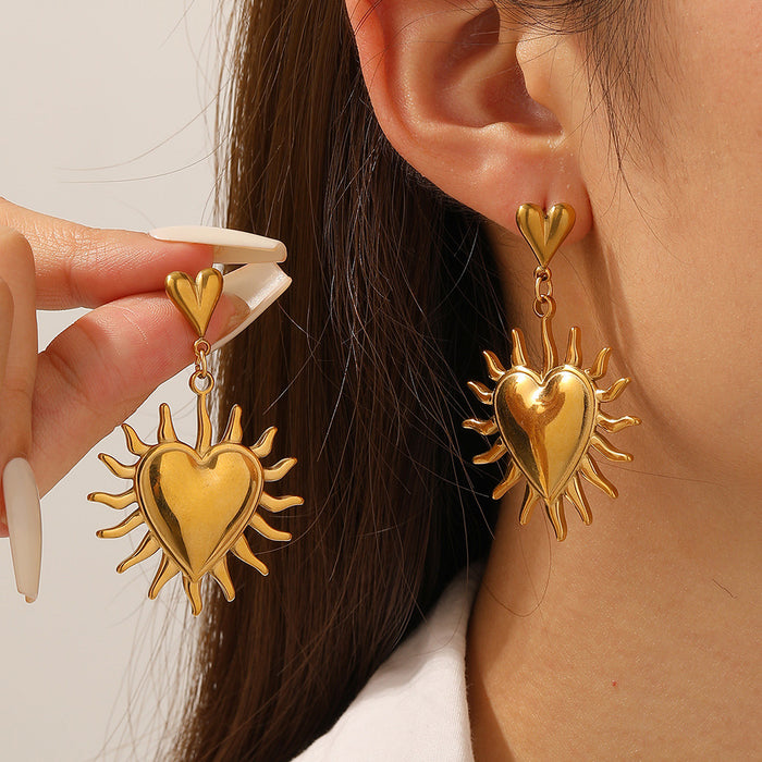 Wholesale Geometric earrings  exaggerated heart-shaped stud earrings   titanium steel   light luxury style  high-end earrings