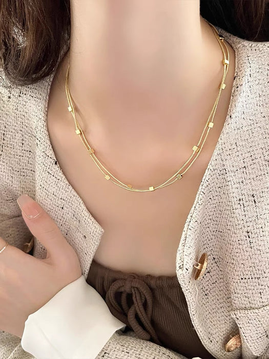 Wholesale Small square double-layer necklace clavicle chain temperament accessories fashion