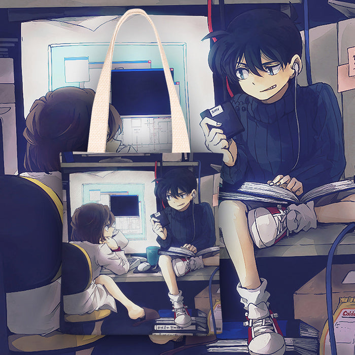 Wholesale Vertical square canvas shoulder bags with anime character print