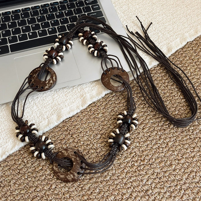 Wholesale Women S Bohemian Woven Waist Belt With Rivets Y2K Metal Chain For Party Chic Boutique Fashion Accessory
