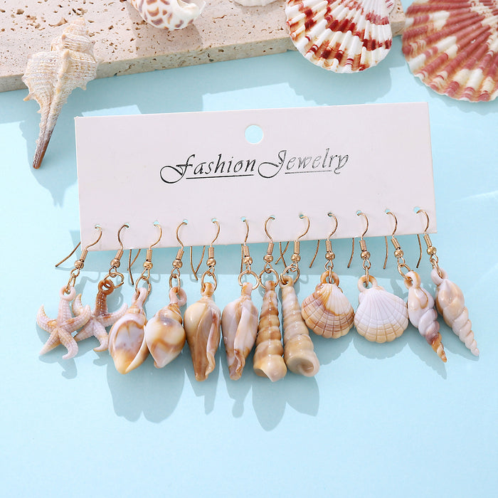 Wholesale Acrylic Electroplated Conch Earring Set Summer Beach Jewelry Accessory