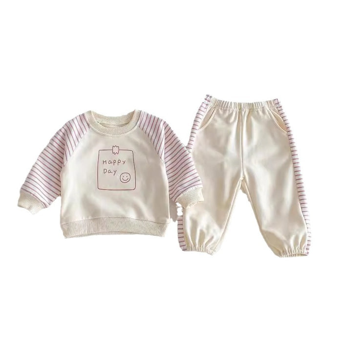 Wholesale Autumn Striped Sweatshirt and Sweatpants Children's Suit JDC-BC-WeiNiS023