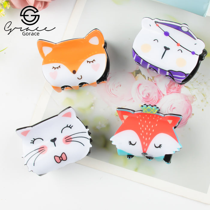 Wholesale hairpin pvc  hair clip cartoon animal hair clip back head headdress