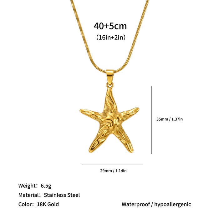 Wholesale High-end clavicle necklace with sun and starfish pendants,  made of titanium steel.