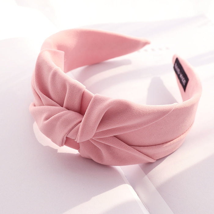 Wholesale Simple Wide Edge Solid Color Cloth Middle Knot Headband JDC-HD-MIs019