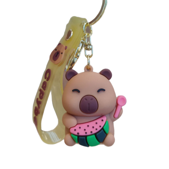Wholesale Capibala keychain pendant, summer cute fruit doll, student backpack, keychain gift wholesale