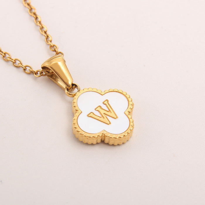 Wholesale gold-plated letter necklace women four-leaf letter pendant necklace jewelry