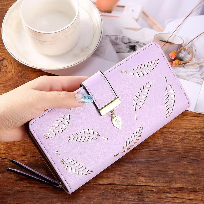 Wholesale Hollow Leaf Long Large Capacity Wallet JDC-WT-HongY007