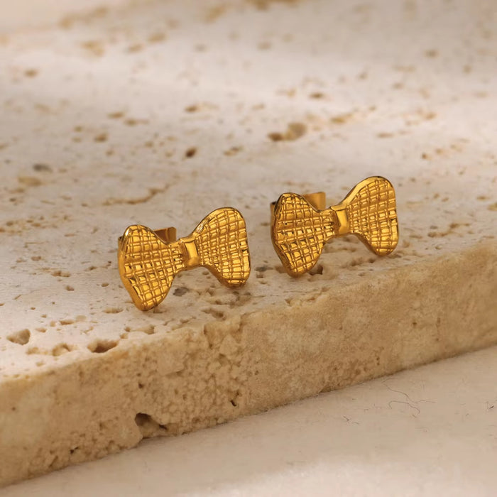 Wholesale  gold love bow earrings fashion  earrings stainless steel jewelry