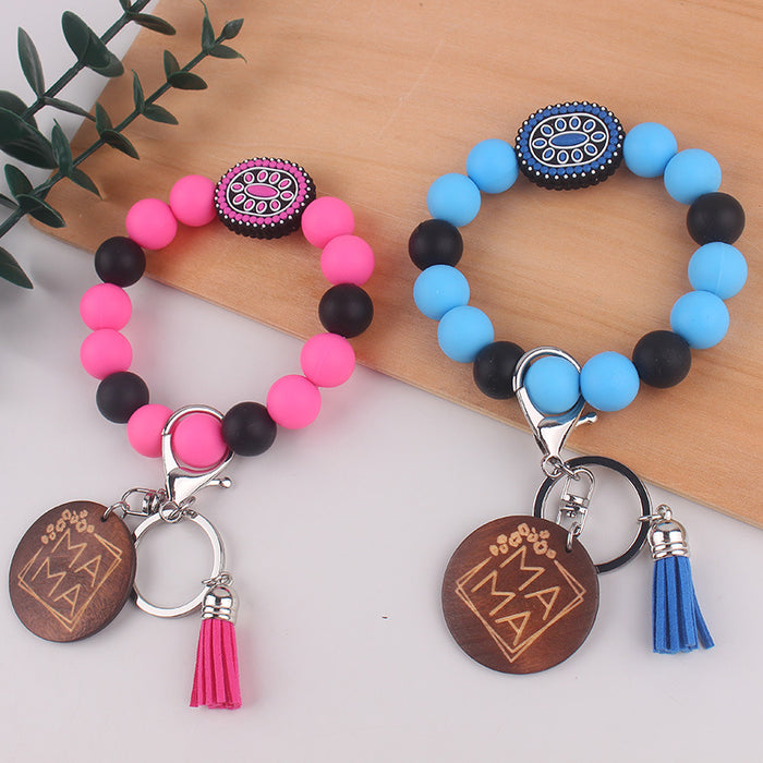 Wholesale Oval Gemstone Key Bracelet Silicone Keychain Gift Key Bracelet