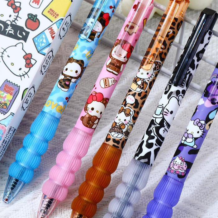Wholesale 5pcs/set Leopard Print Style Cat Student Brush Question Pen Quick-Drying Press Gel Pen