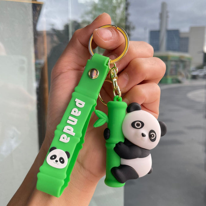 Wholesale Cartoon Bamboo Panda Keychain Bag Pendant Car Keychain Cute Doll Couple Small Gift Wholesale