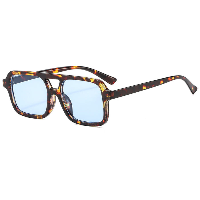 Wholesale Double-Beam Square Frame Leopard Print Sunglasses