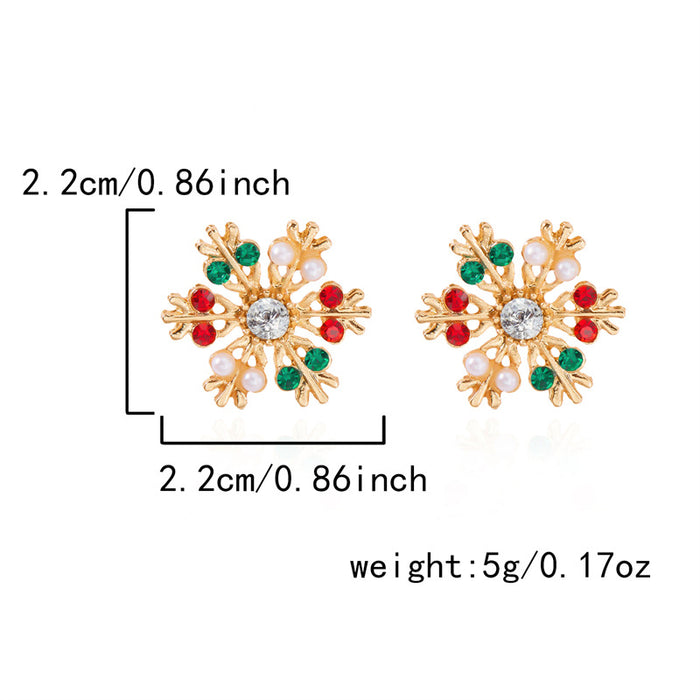Wholesale Christmas Ornaments Diamond Snowflake Earrings