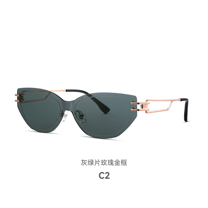 Wholesale Retro borderless cut edge one-piece sunglasses, versatile sunglasses