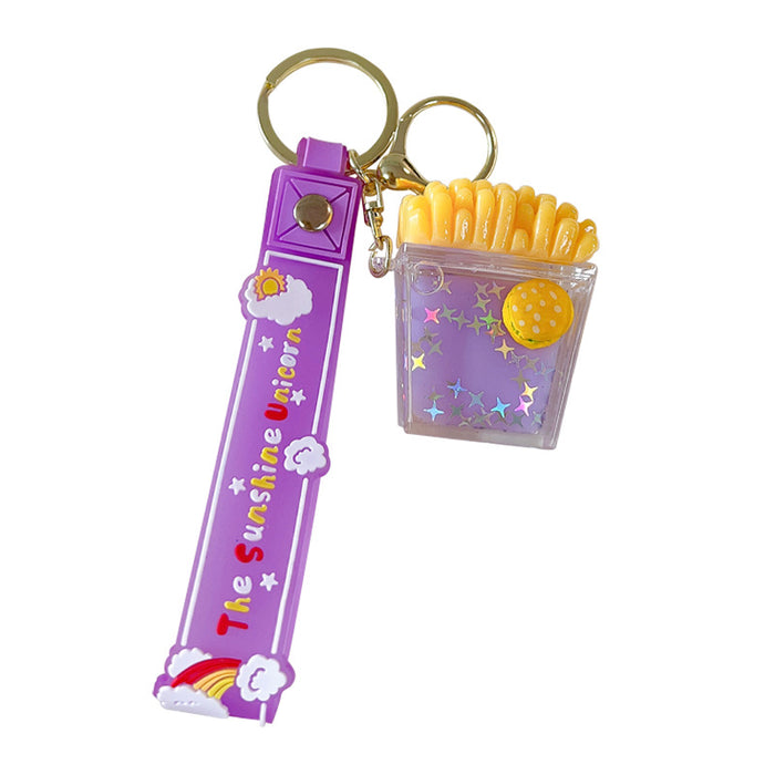 Wholesale Acrylic Hamburger French Fries Quicksand Bottle Keychain JDC-KC-WoA037