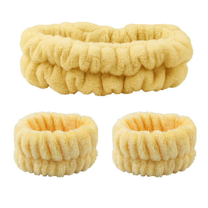 Wholesale Hairbands and Wristbands Set Hot Selling Women' s Face Wash Non-Slip Headband Pleated Hair Accessories Hairbands