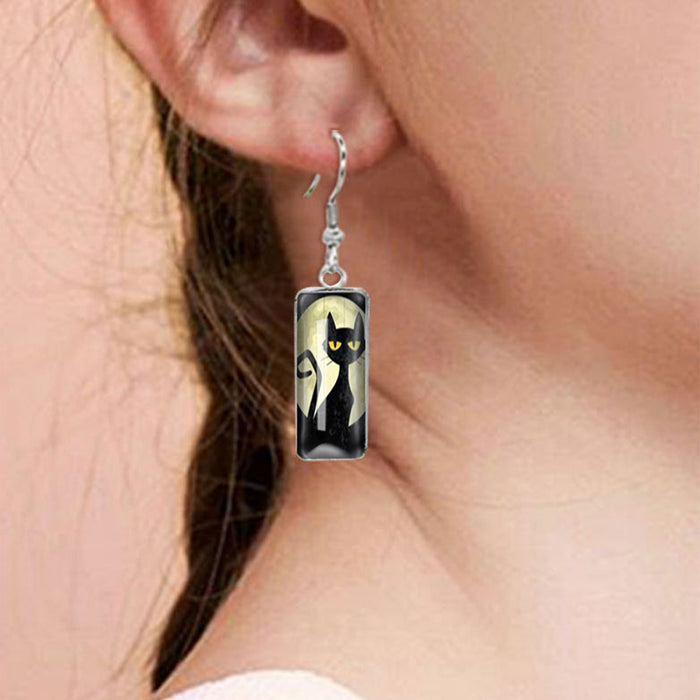 Wholesale Perimeter Earrings Rectangular Pendant Earrings Time Gem Glass Creative Earrings