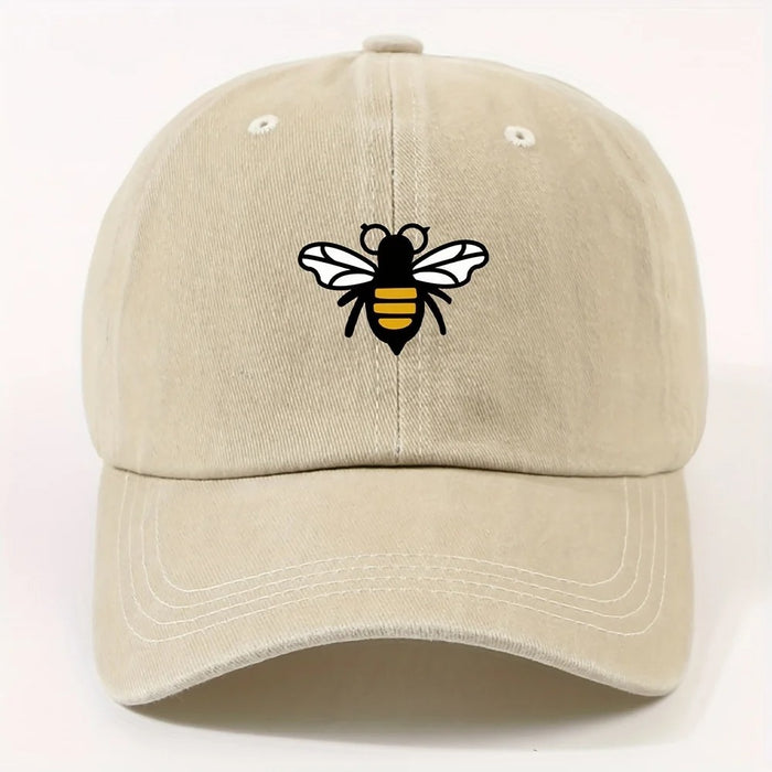 Wholesale Washed Distressed Cartoon Bee Print Baseball Cap Everyday Casual Fashion Accessory