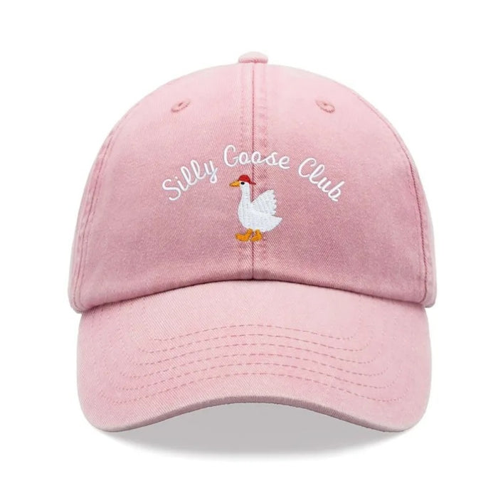 Wholesale Washed Baseball Cap With Goose Print And English Letters Black Adjustable Sun Hat For Summer